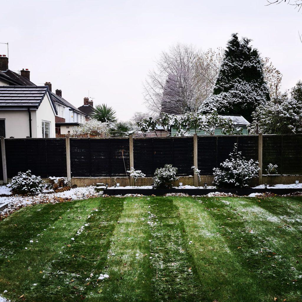 Clearing Snow off lawn in Winter